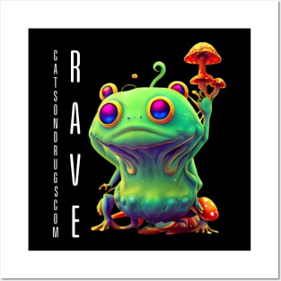 Techno T-Shirt - Psychedelic Techno Frog - Catsondrugs.com - Techno, rave, edm, festival, techno, trippy, music, 90s rave, psychedelic, party, trance, rave music, rave krispies, rave flyer T-Shirt Posters and Art